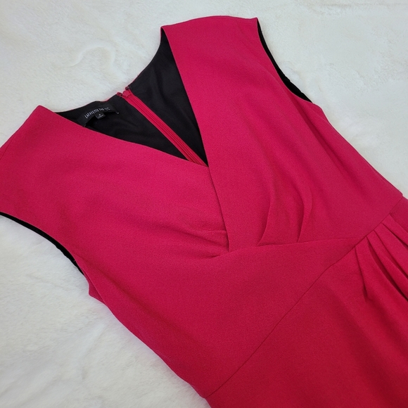 Lafayette 148 New York Pleated Barbiecore Fushia Hot Pink Sheath Midi Dress - Picture 6 of 12
